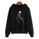 Moletom Hoodie K-Style Finger Heart | Casaco com Capuz e Bolso