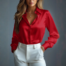 Camisa Social Feminina de Cetim Elegante