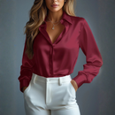 Camisa Social Feminina de Cetim Elegante